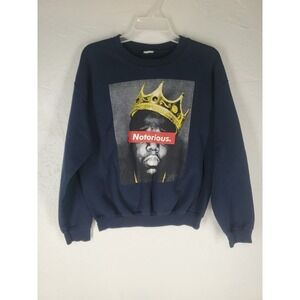 Brooklyn Mint Notorious BIG Crown Graphic Sweatshirt Navy Blue Mens Medium